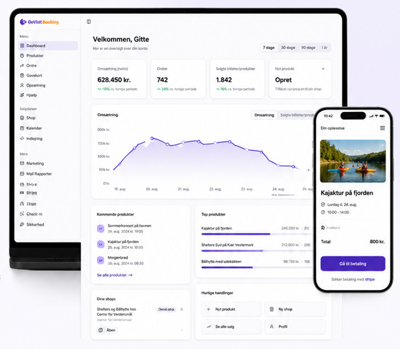 GoVisit Booking dashboard på computer og mobil