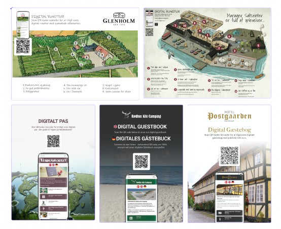 Eksempler på trykt marketingmateriale med QR-koder til WebApp