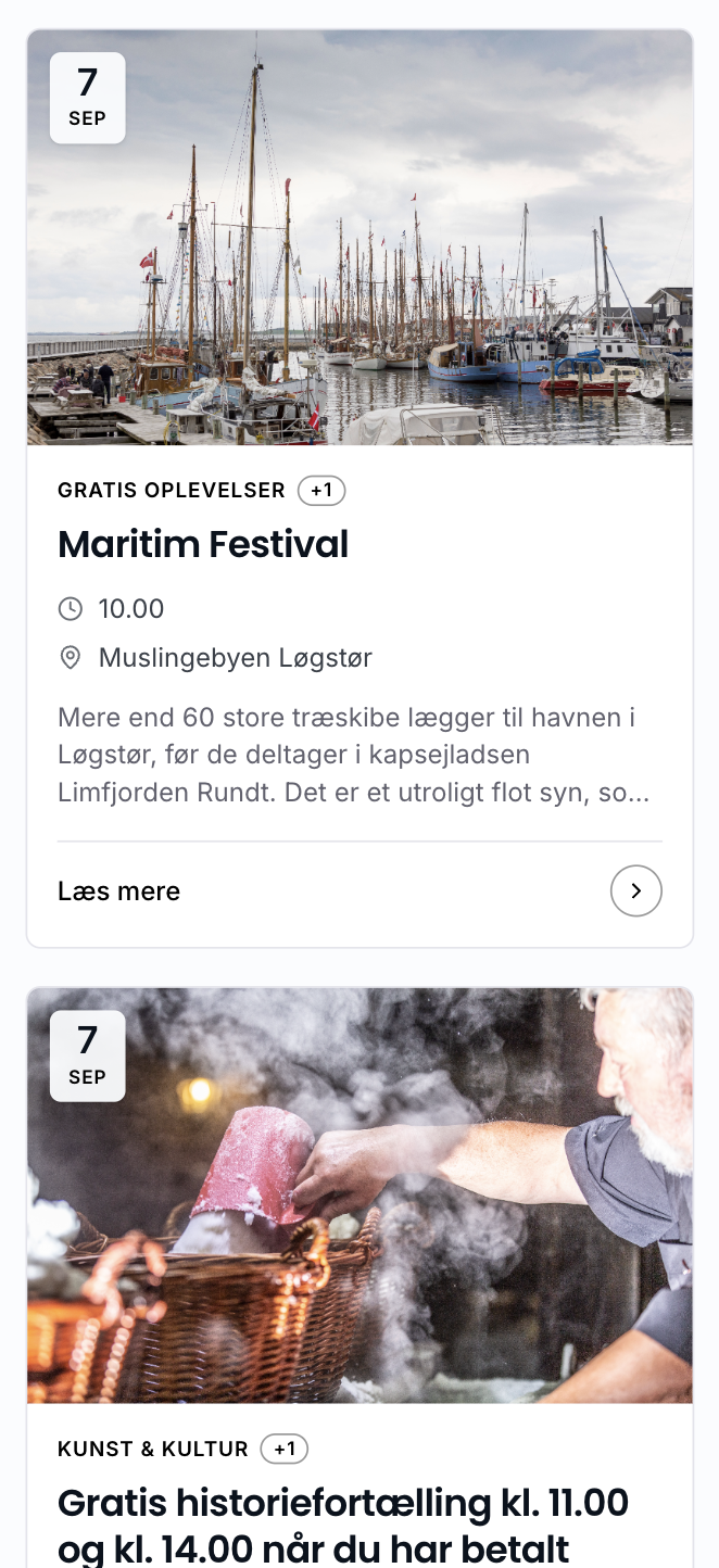 Eventkort vist på mobil i GoVisit