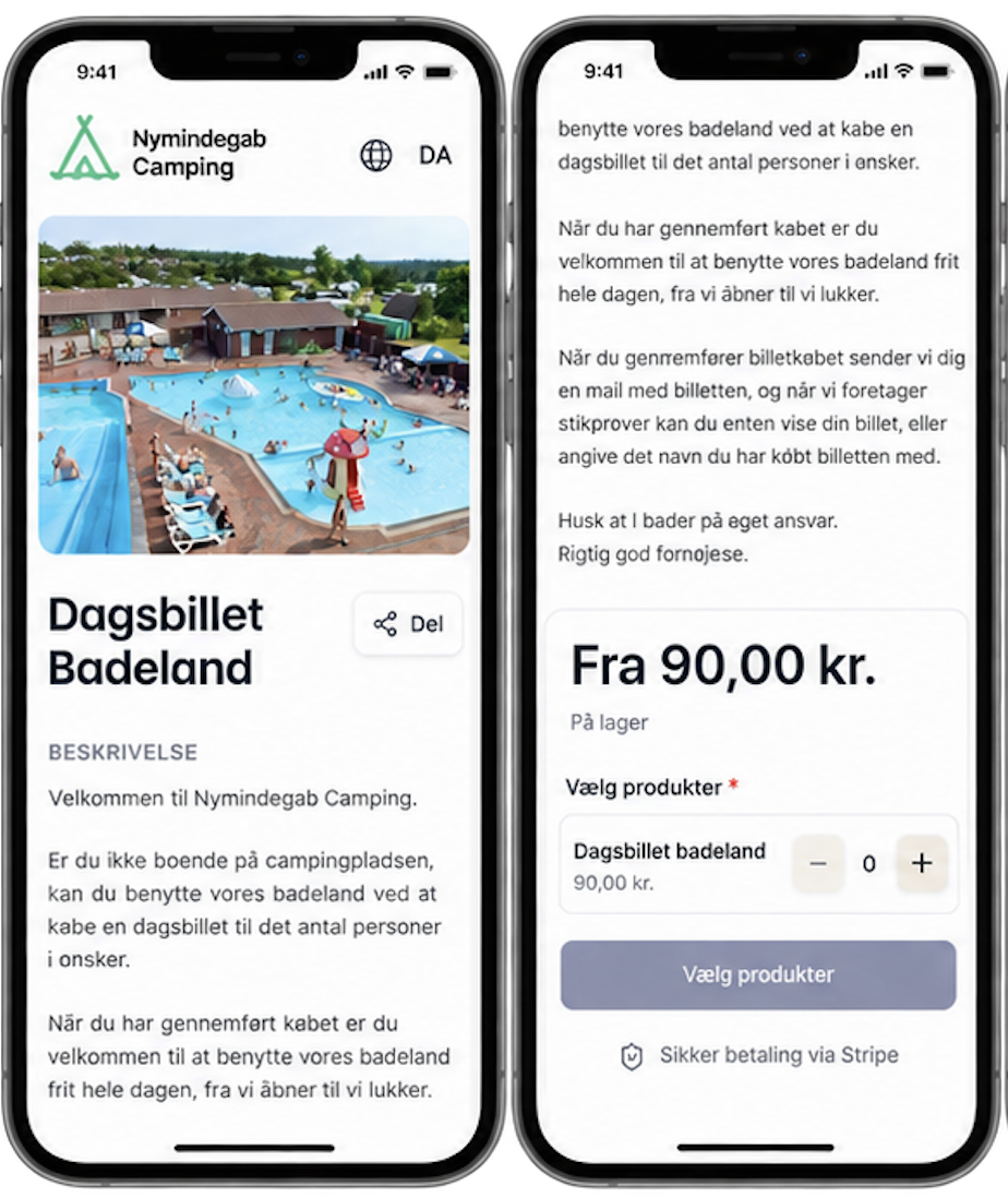 Booking af dagsbillet til badeland i GoVisit WebApp